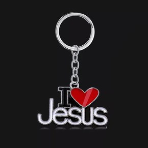 Brelok metalowy -  I Love Jesus