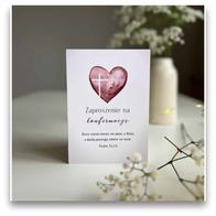Zaproszenie na konfirmację - serce - różowy