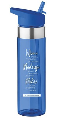 Bidon z tritanu ze słomką 650ml - niebieski- Wiara