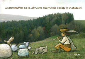 Naklejka prostokąt - Ja przyszedłem - łąka