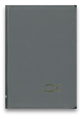 Biblia TB średnia - skóra - szary- index - rybka