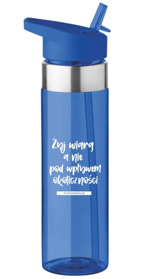 Bidon z tritanu ze słomką 650ml - niebieski - Żyj