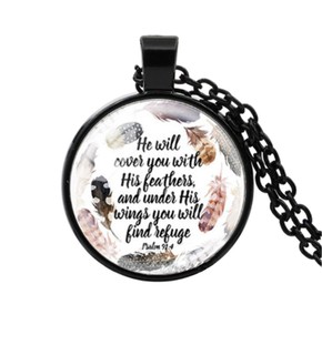 Naszyjnik metalowy - He will cover you - czarny