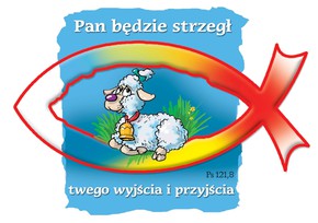 Kartka promise - Pan będzie strzegł - rybka z owcą