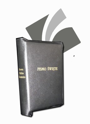 Nowa Biblia gdańska skóra zamek granatowa wycięcia