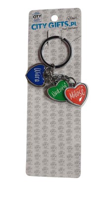 Brelok metalowy - Wiara nadzieja miłość - kolor