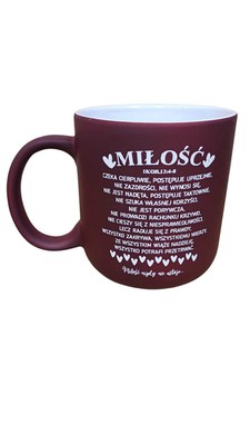 Kubek ceramiczny matowy - Miłość - czerwomy
