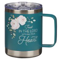 Metalowy kubek - Trust in the Lord Teal Floral