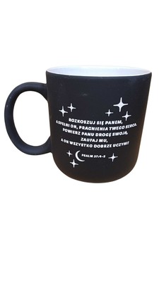 Kubek ceramiczny matowy - Rozkoszuj - czarny