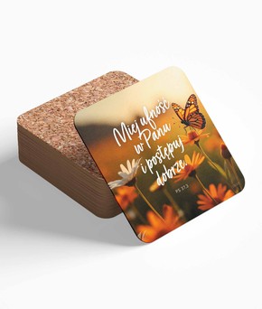 Podstawka korkowa - Miej ufność - motylek