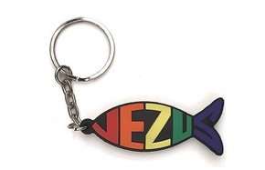 Brelok gumowy - rybka - Jezus - wielokolorowy