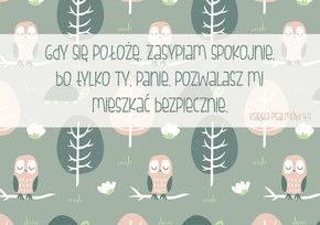 Antyrama z wersetem - gdy się położę - szary