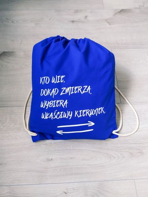 Plecak płócienny - Kto wie dokąd - niebieski