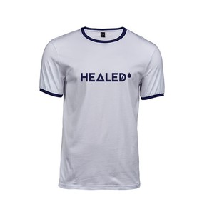 Koszulka męska HEALED - biało-granatowa- M-lamówka