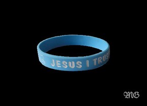 Opaska silikonowa - Jesus I trust - niebieska