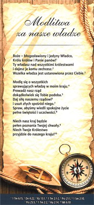 Karta proklamacja - Modlitwa za nasze władze