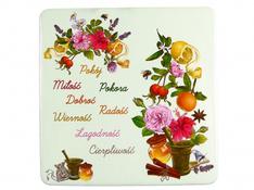 Podstawka korkowa - Pokój, miłość, pokora nowa