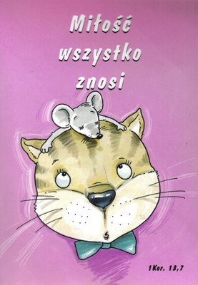 Magnes na lodówkę - Miłość wszystko znosi - kotek 