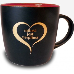 Kubek matowy - miłość jest cierpliwa - czerwony