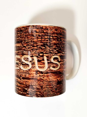 Kubek ceramiczny - I love Jesus - drewno 