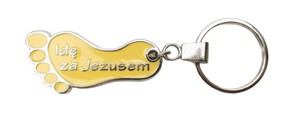 Brelok metalowy - Idę za Jezusem - waniliowy