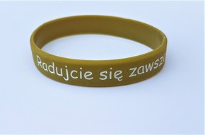 Opaska silikonowa - Radujcie się - oliwkowa 