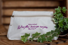 Kosmetyczka - Bóg mówi - kremowa