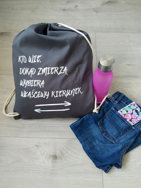 Plecak płócienny - Kto wie dokąd - szary