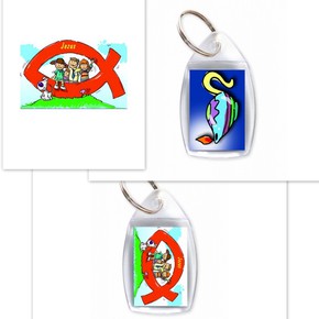 Brelok plastik - Jezus - Rybka 