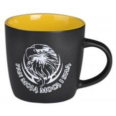 Kubek matowy - Pan moją mocą - orzeł - żółty