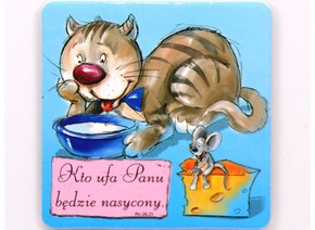 Podstawka korkowa - Kto ufa panu, kot mysz 