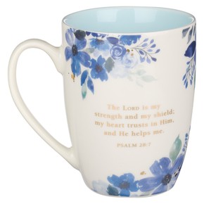 Kubek ceramiczny - The Lord is My Strength Blue