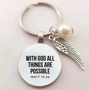 Breloczek metalowy - skrzydło - With God