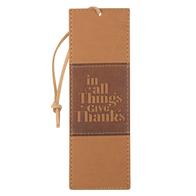 Zakładka skórzana - In All Things Give Thanks Tan