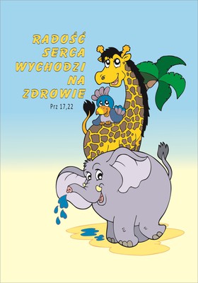Kartka promise - Radość serca - żyrafa i słonik 