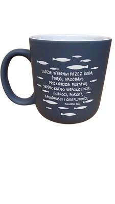 Kubek ceramiczny matowy - Ludzie wybrani - szary