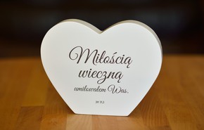 Serce ozdobne z wersetem - Miłością wieczną