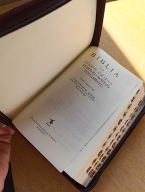OUTLET - Biblia Warszawska mała bordo skóra indeks