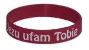 Opaska silikonowa - Jezu ufam Tobie - bordowa 
