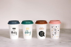 Kubki wysokie z pokrywką - komplet 3+1