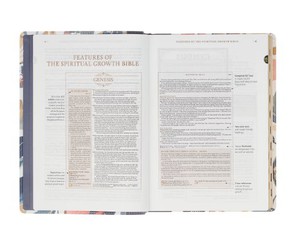 Navy Leaf Faux Leather Spiritual Growth Bible