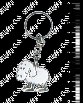 Brelok metalowy - owieczka - biały