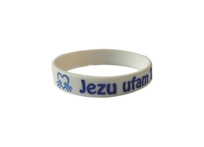 Opaska silikonowa - Jezu ufam Tobie - biała