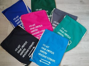 Plecak płócienny - Kto wie dokąd - błękitny