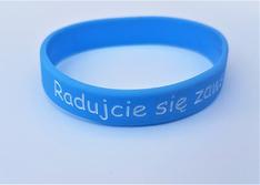 Opaska silikonowa - Radujcie się - niebieska