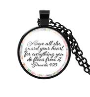 Naszyjnik metalowy - Above all else - czarny