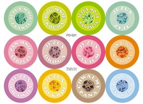 Naklejka okrągła zestaw - Jezus mnie zbawił