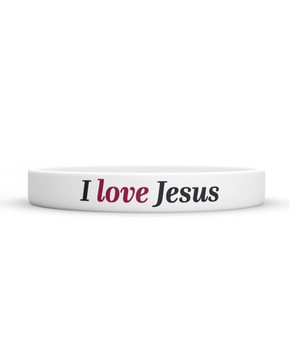 Opaska silikonowa - I love Jesus - biała