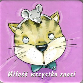 Podstawka korkowa - Miłość wszystko znosi - kot