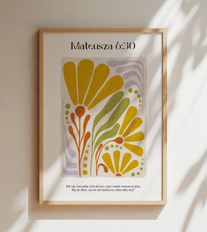 Plakat  - A4 - Kwiaty - Mateusza 6:30
